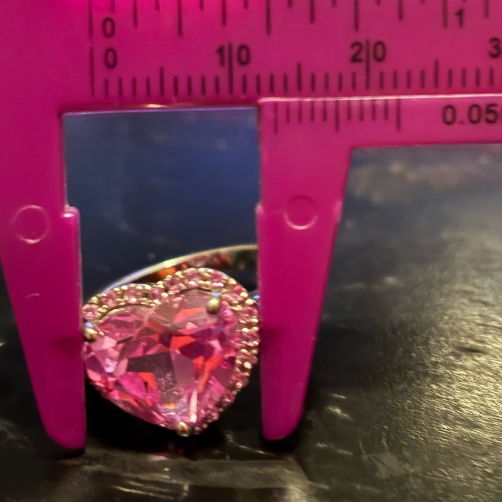 🆕 Pink quartz heart shaped ring sterling silver - Picture 7 of 8